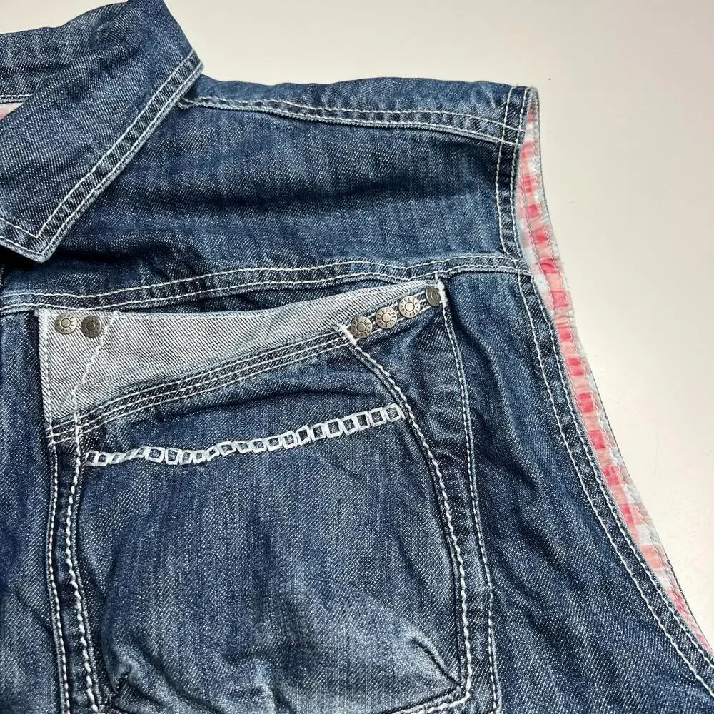 Pelle Pelle Denim Vest Men’s Blue Jeans Button Up Sleeveless‎ Jacket Hip Hop